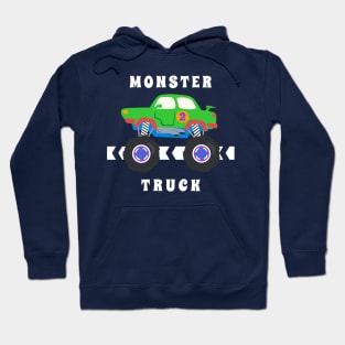 Vector illustration of monster truck with cartoon style. Hoodie